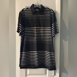 PING Black and White Striped Men's Polo